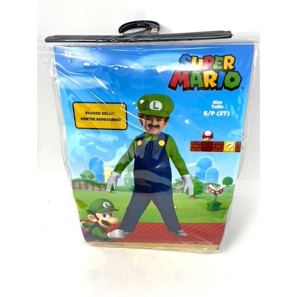 Disguise Toddler Super Mario Bros Luigi One Piece Costume Padded Belly - Picture 2 of 9